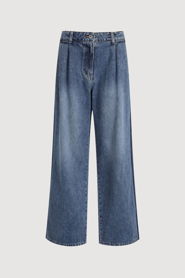 LUCKY CHOUETTE - 데님 - [Re-Order]  Side Color Denim Pants (blue)