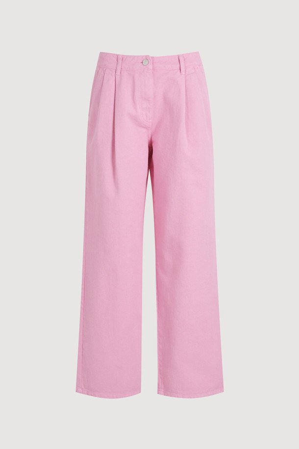 LUCKY CHOUETTE - 데님 - Two-tuck Dying Denim Pants (pink)