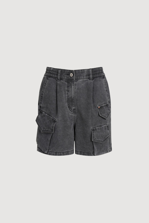 LUCKY CHOUETTE - 데님 - Back Banding Out Pocket Short Denim Pants (grey)