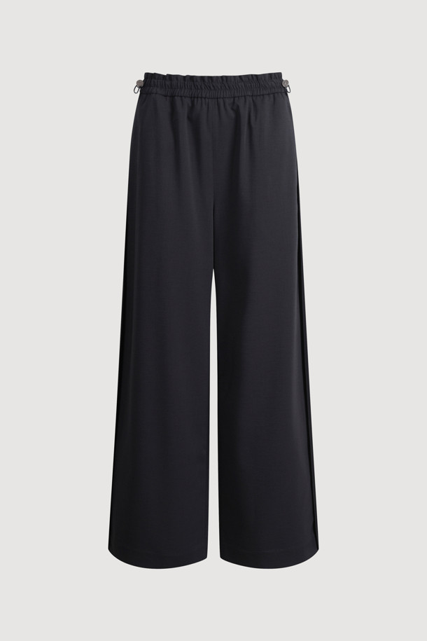 LUCKY CHOUETTE - 롱/미디팬츠 - Side Colored Banding Pants (dark grey)