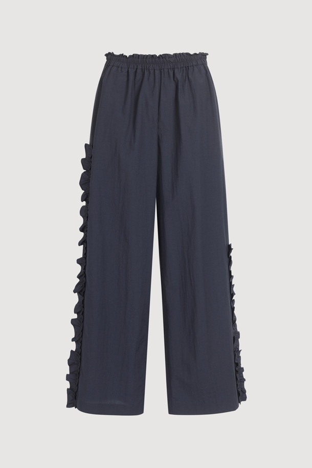 LUCKY CHOUETTE - 롱/미디팬츠 - Frill Point Banding Pants (dark navy)