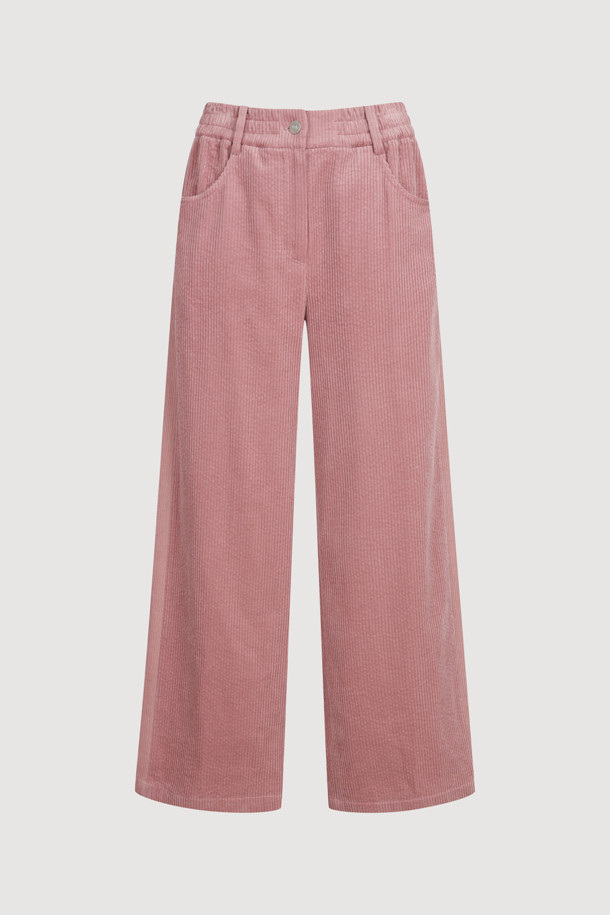 LUCKY CHOUETTE - 롱/미디팬츠 - [Holiday Edition] Side Color Corduroy Banding Pants (pink)