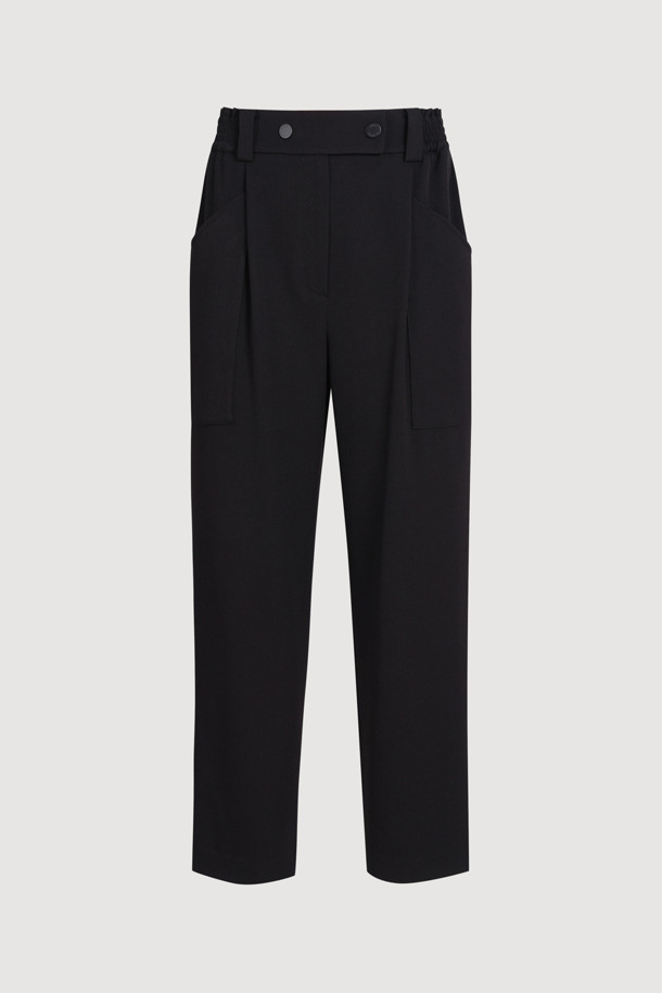 LUCKY CHOUETTE - 롱/미디팬츠 - Straight Back-banding Pants (black)