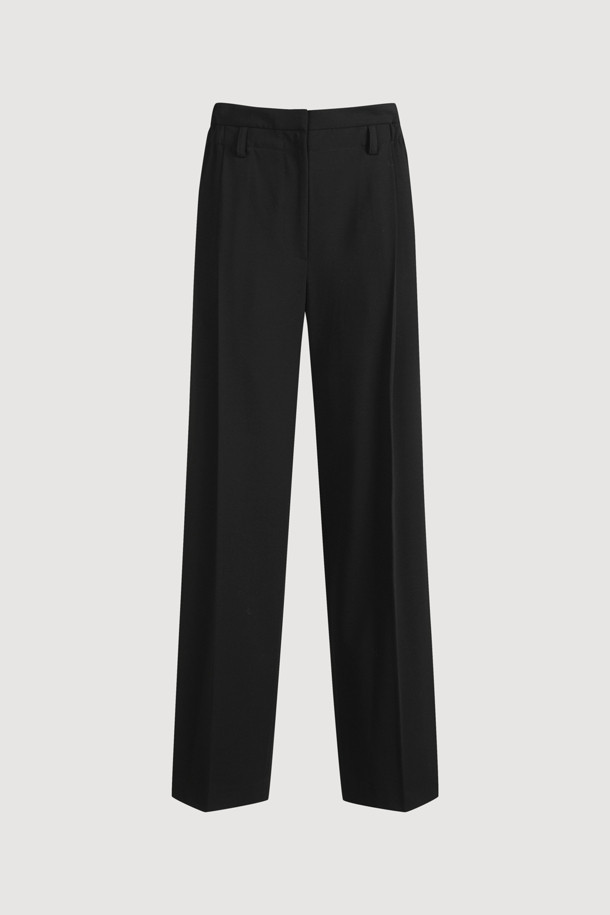 LUCKY CHOUETTE - 롱/미디팬츠 - Sideband Pintuck Wide Pants (black)