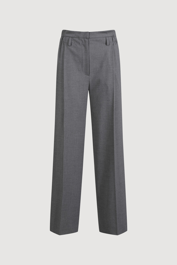 LUCKY CHOUETTE - 롱/미디팬츠 - Sideband Pintuck Wide Pants (grey)