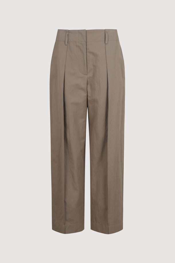 LUCKY CHOUETTE - 롱/미디팬츠 - Pintuck Point Cotton Pants (light khaki)