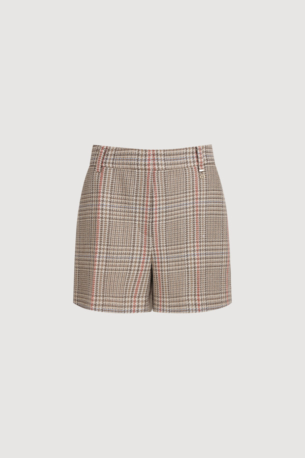 LUCKY CHOUETTE - 쇼트팬츠 - Emblem Point Checkered Shorts (beige)