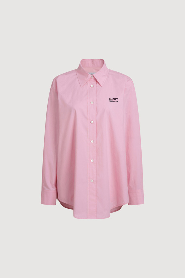 LUCKY CHOUETTE - 블라우스 - Embroidery Point Cotton Shirt Blouse (pink)