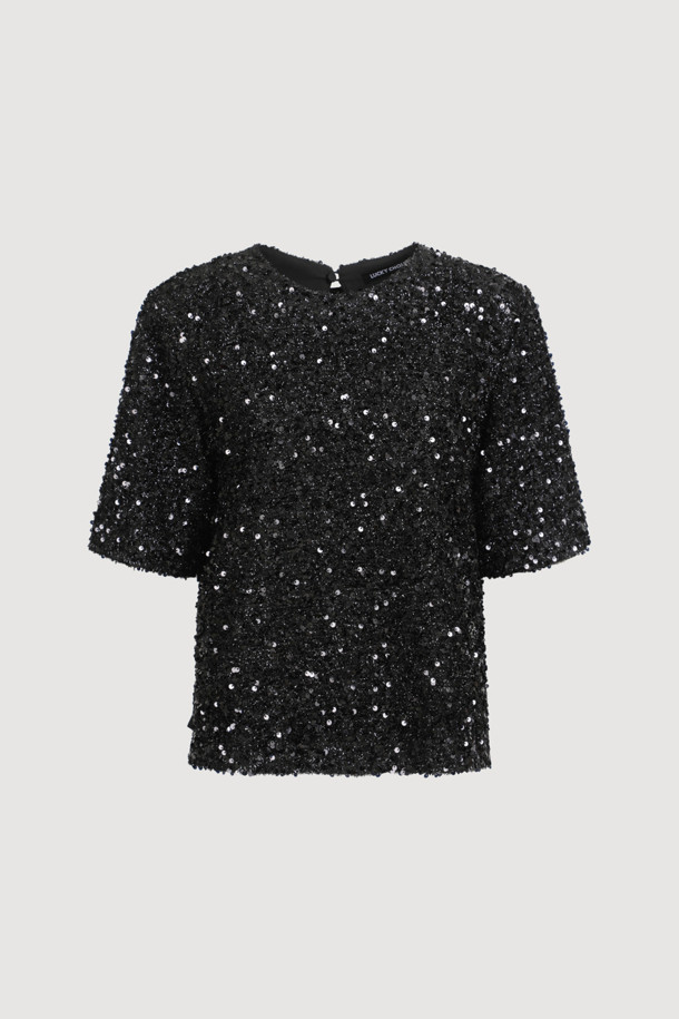 LUCKY CHOUETTE - 블라우스 - [Holiday Edition] Spangle Short Sleeve Blouse (black)