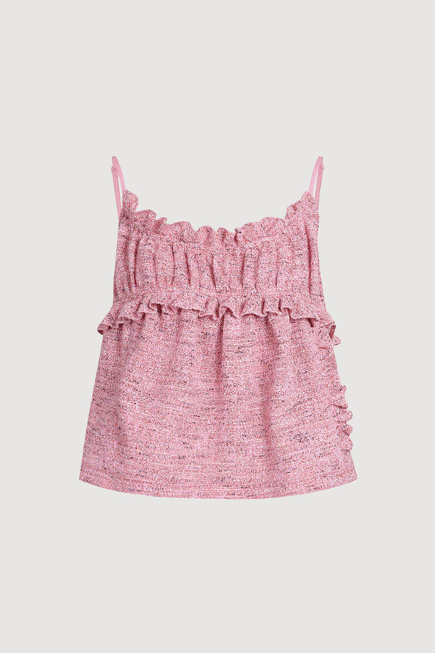 LUCKY CHOUETTE - 블라우스 - Tweed Bustier Blouse (pink)