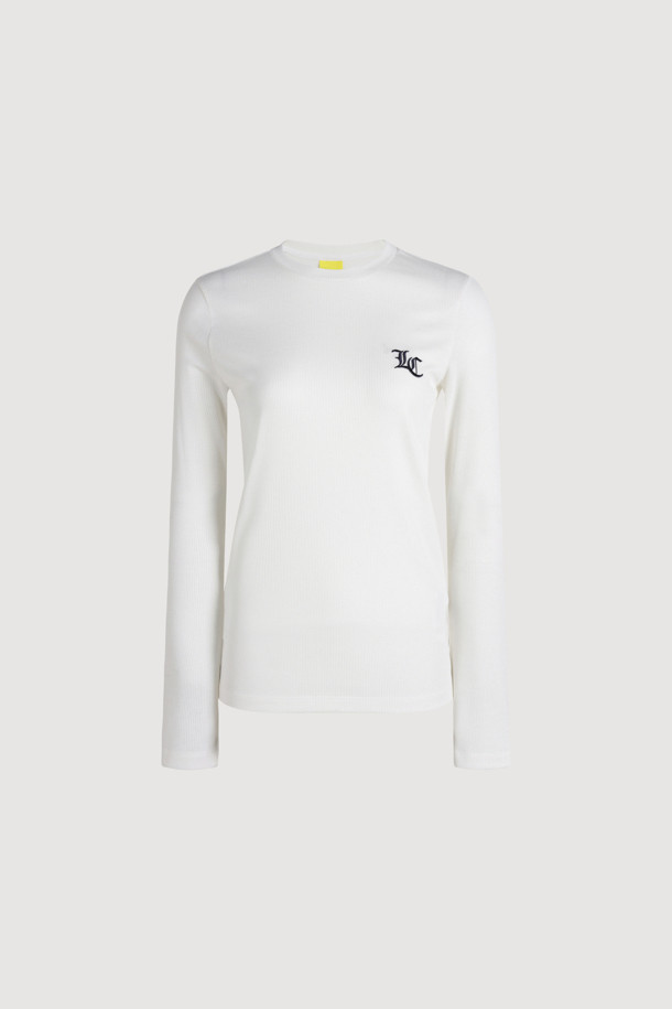 LUCKY CHOUETTE - 긴소매 티셔츠 - Embroidered Point Rib Long-sleeve T-shirt (ivory)