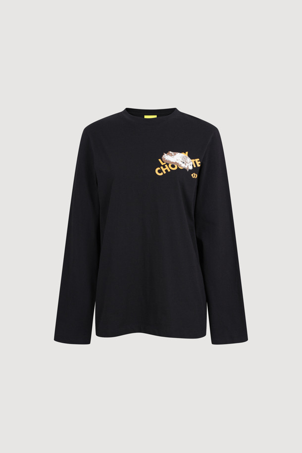 LUCKY CHOUETTE - 긴소매 티셔츠 - Chouette Point Basic Fit Long Sleeve T-shirt (black)