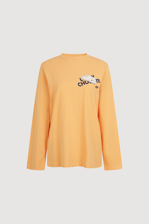 LUCKY CHOUETTE - 긴소매 티셔츠 - Chouette Point Basic Fit Long Sleeve T-shirt (orange)