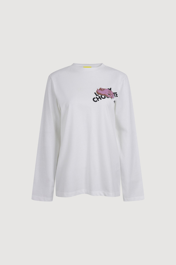 LUCKY CHOUETTE - 긴소매 티셔츠 - Chouette Point Basic Fit Long Sleeve T-shirt (white)