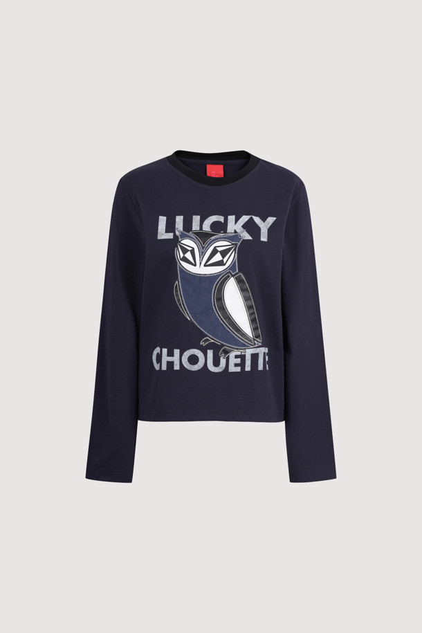 LUCKY CHOUETTE - 긴소매 티셔츠 - Chouette Point Long Sleeve T-shirt (dark navy)