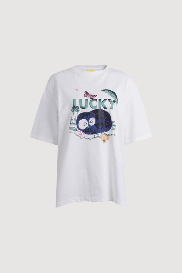 LUCKY CHOUETTE - 반소매 티셔츠 - Chouette Point Half Sleeve T-shirt (white)