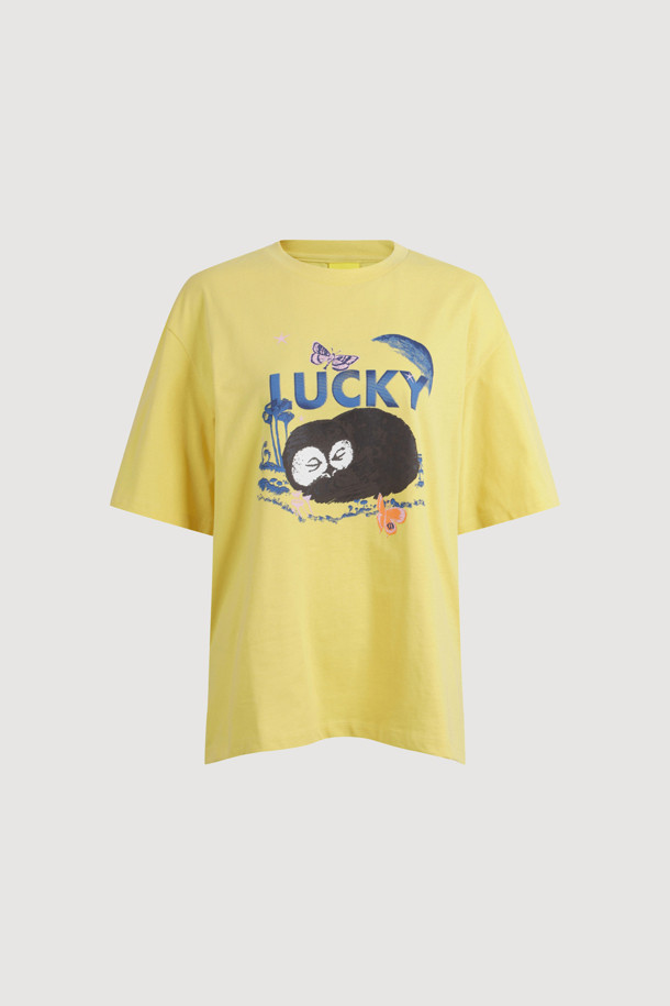 LUCKY CHOUETTE - 반소매 티셔츠 - Chouette Point Half Sleeve T-shirt (yellow)