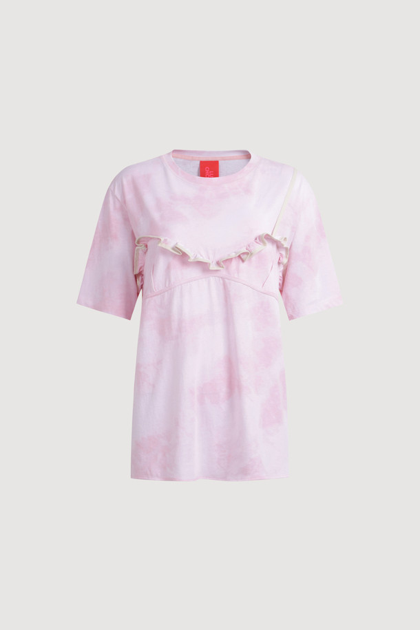 LUCKY CHOUETTE - 반소매 티셔츠 - Bustier Point Half Sleeve T-shirt (pink)