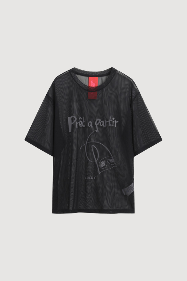 LUCKY CHOUETTE - 반소매 티셔츠 - Chouette Point Mesh Half Sleeve T-shirt (black)