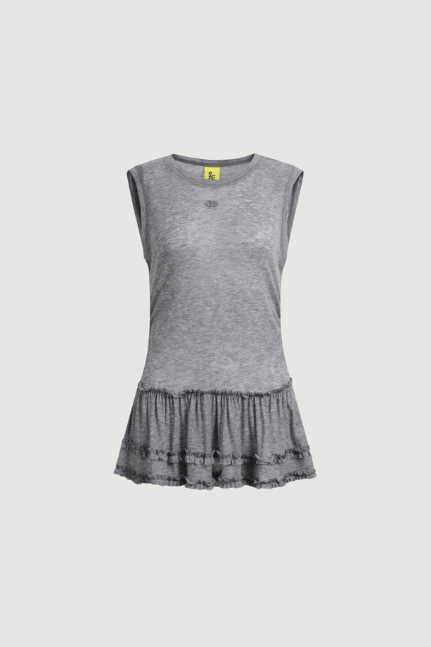 LUCKY CHOUETTE - 민소매티셔츠 - [Re-Order] Frill Point Sleeveless T-shirt
