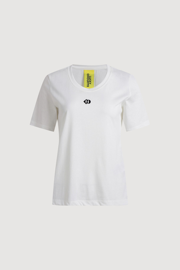 LUCKY CHOUETTE - 반소매 티셔츠 - Emblem Point Slim Fit Half Sleeve T-shirt (white)