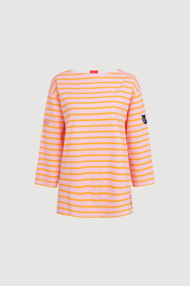 LUCKY CHOUETTE - 긴소매 티셔츠 - [Signature] Stripe Long Sleeve T-shirt (orange)