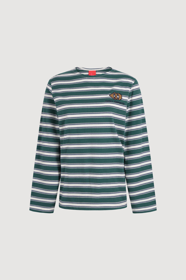 LUCKY CHOUETTE - 긴소매 티셔츠 - [Signature] Chouette Stripe Long Sleeve T-shirt (green)