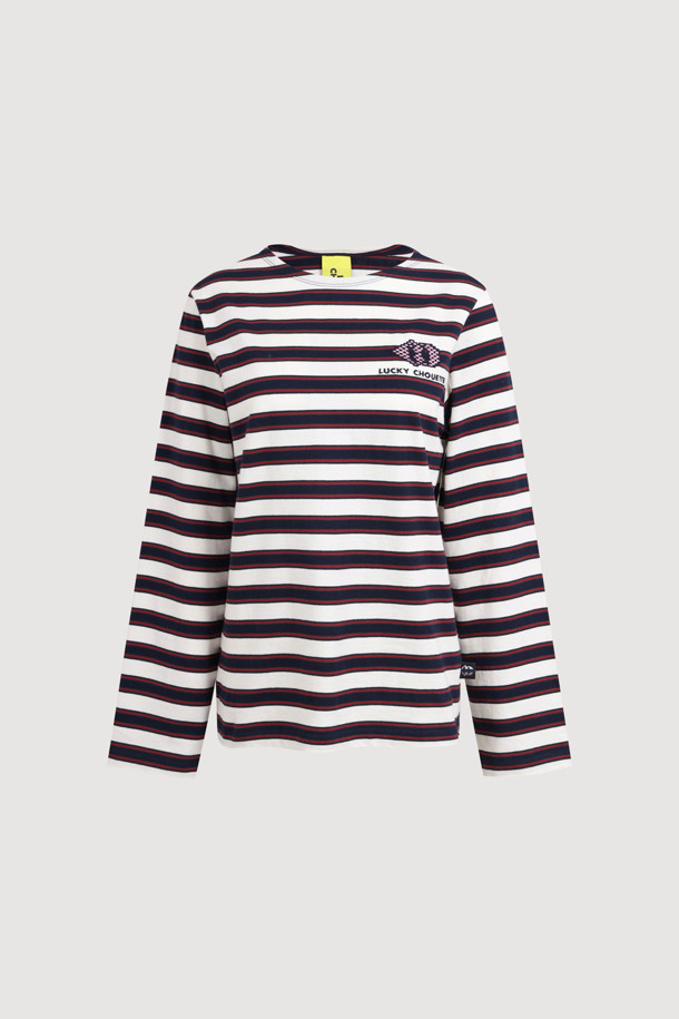 LUCKY CHOUETTE - 긴소매 티셔츠 - [Signature] Chouette Stripe Long Sleeve T-shirt (dark navy)