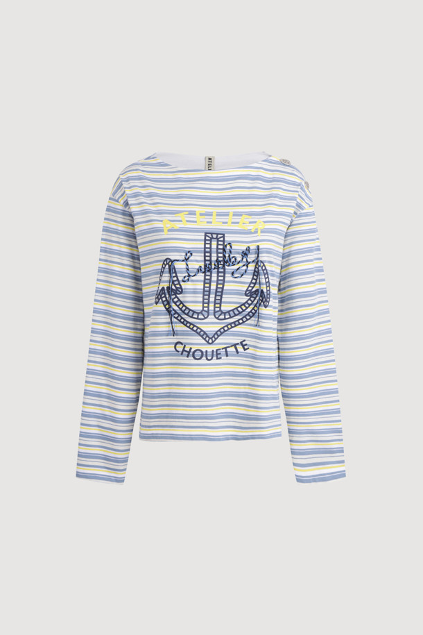 LUCKY CHOUETTE - 긴소매 티셔츠 - [Atelier] Anchor Point Stripe Long Sleeve T-shirt (blue)