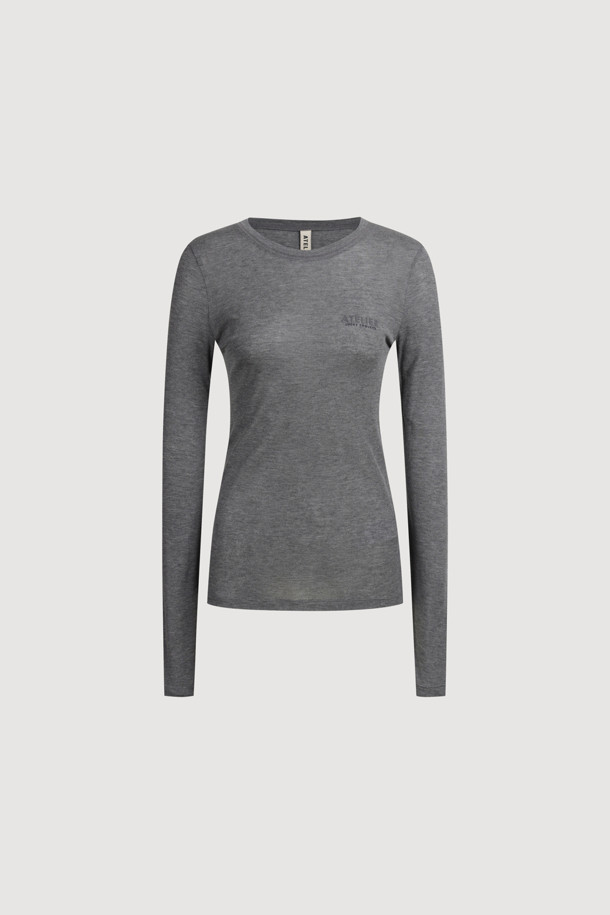 LUCKY CHOUETTE - 긴소매 티셔츠 - [Atelier] Mesh Slim Fit Long Sleeve T-shirt (melange grey)