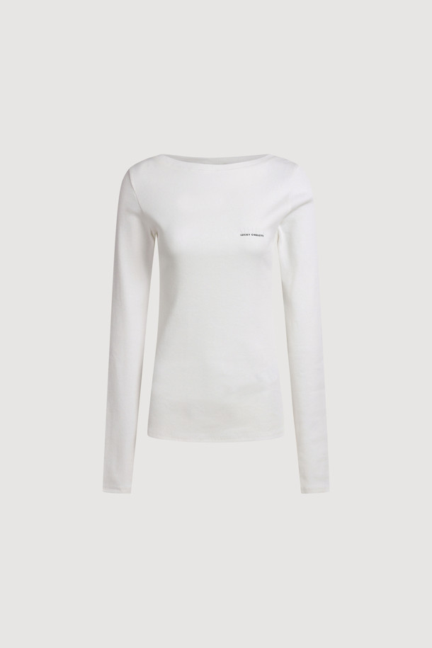 LUCKY CHOUETTE - 긴소매 티셔츠 - [Atelier] Boat Neck Ribbed Slim Fit Long Sleeve T-shirt (ivory)