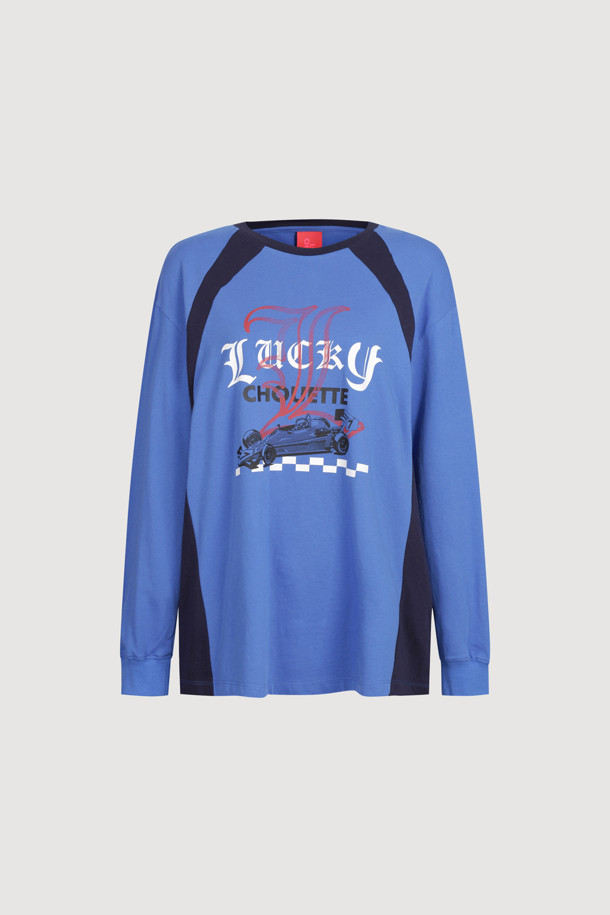 LUCKY CHOUETTE - 긴소매 티셔츠 - Coloring Point Long-sleeve T-shirt (blue)