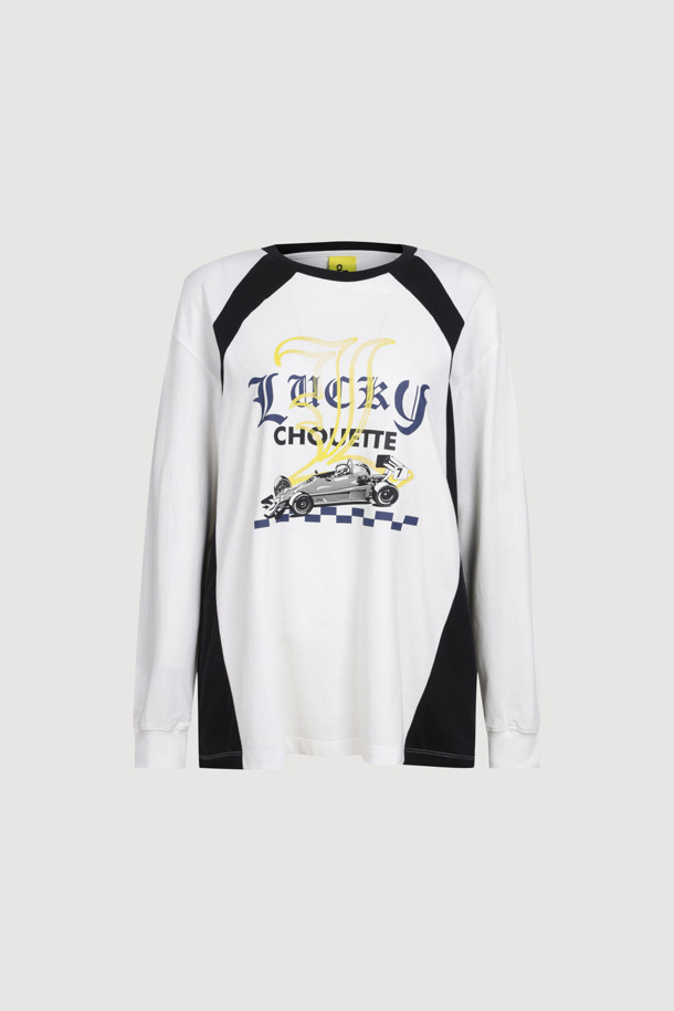 LUCKY CHOUETTE - 긴소매 티셔츠 - Coloring Point Long-sleeve T-shirt  (white)