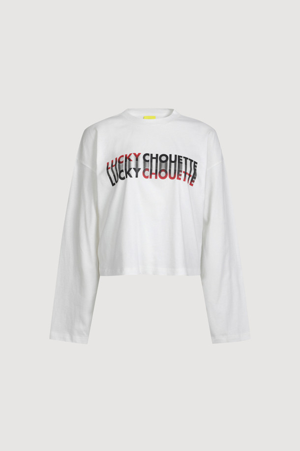 LUCKY CHOUETTE - 긴소매 티셔츠 - Printed Cropped Long-sleeved T-shirt  (white)