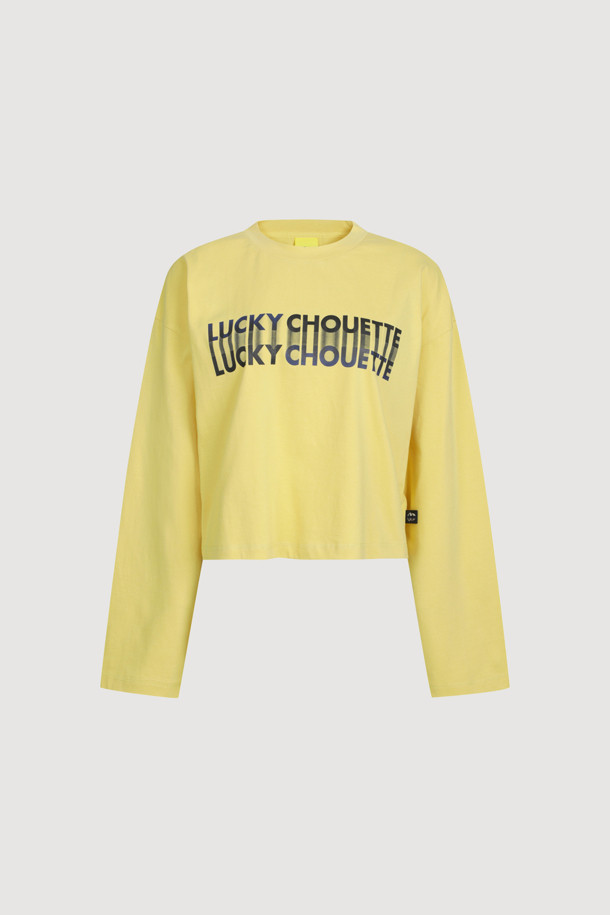 LUCKY CHOUETTE - 긴소매 티셔츠 - Printed Cropped Long-sleeved T-shirt (yellow)