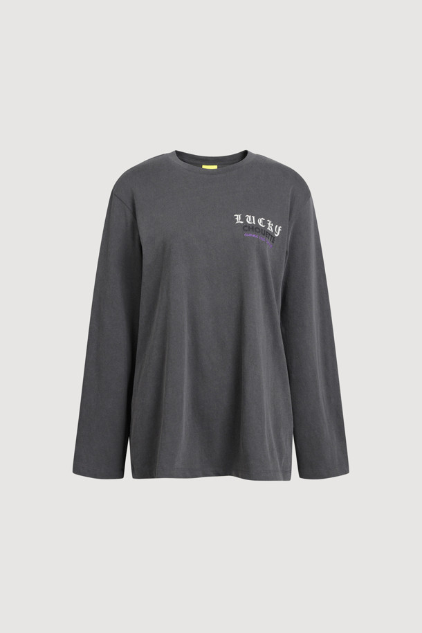 LUCKY CHOUETTE - 긴소매 티셔츠 - Pigment Loose-Fit Long-Sleeved T-shirt (dark grey)