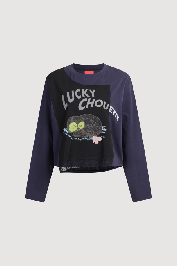 LUCKY CHOUETTE - 긴소매 티셔츠 - Coloring Point Long Sleeve T-shirt (dark navy)