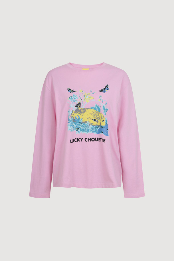 LUCKY CHOUETTE - 긴소매 티셔츠 - Chouette Point Long Sleeve T-shirt (pink)