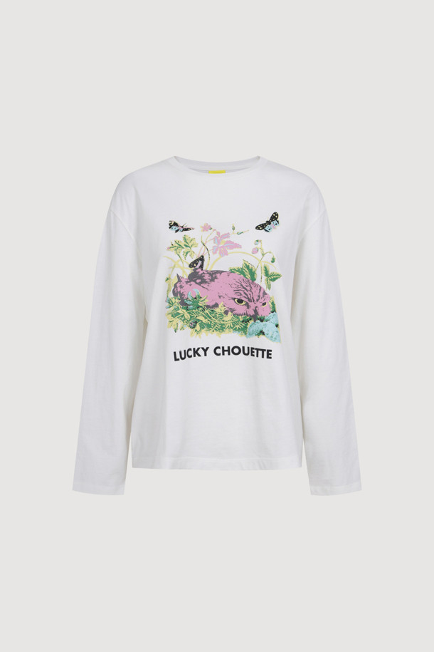 LUCKY CHOUETTE - 긴소매 티셔츠 - Chouette Point Long Sleeve T-shirt (white)