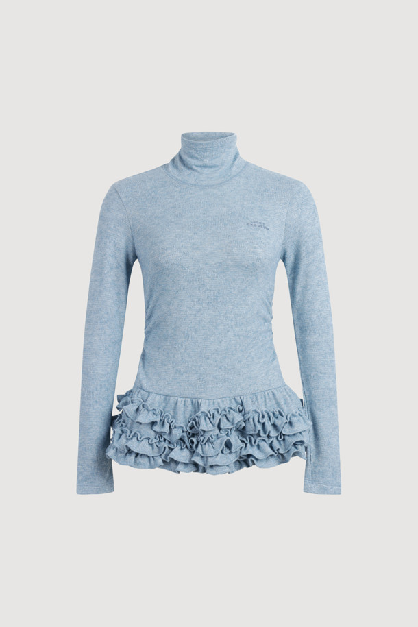 [Re-Order] 프릴 포인트 메탈 롱 슬리브 티셔츠 (블루)는 여성 의류로, 가을과 겨울에 우아한 스타일을 연출하기 좋습니다. 슬림핏에 터틀넥 디자인으로, 일상과 데이트룩, 모임룩에 활용하기 좋습니다. 메탈 소재 특유의 고급스러움과 긴 소매가 특징이며, 무지 패턴에 프릴 디테일과 밑단 볼륨감으로 포인트를 더했습니다. 클래식, 미니멀, 로맨틱 스타일을 즐기는 분들께 추천합니다.
