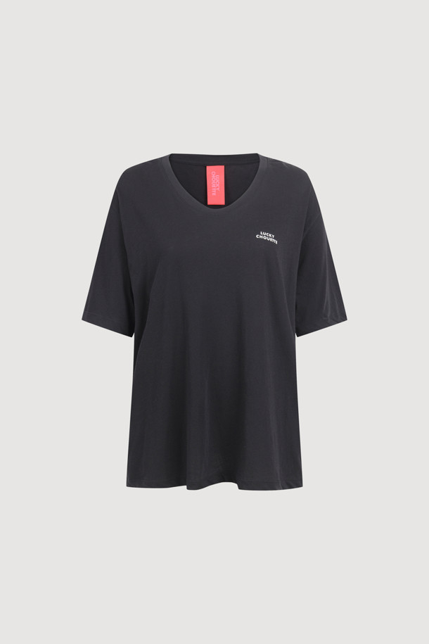 LUCKY CHOUETTE - 반소매 티셔츠 - Loose Fit Half Sleeve T-shirt (black)