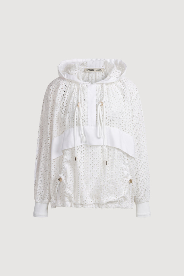 LUCKY CHOUETTE - 점퍼 - [Atelier] Check Hood Anorak Jumper (white)