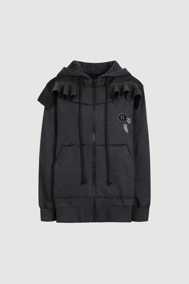 LUCKY CHOUETTE - 점퍼 - [Holiday Edition] Ruffle Jersey Hood Jumper (dark grey)