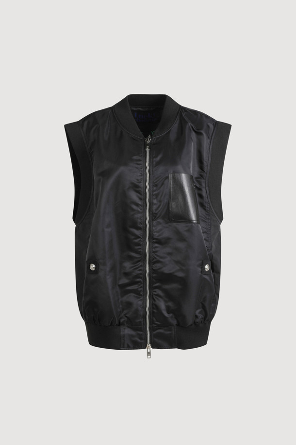 LUCKY CHOUETTE - 베스트 - Leather Pocket Sleeveless Vest (black)