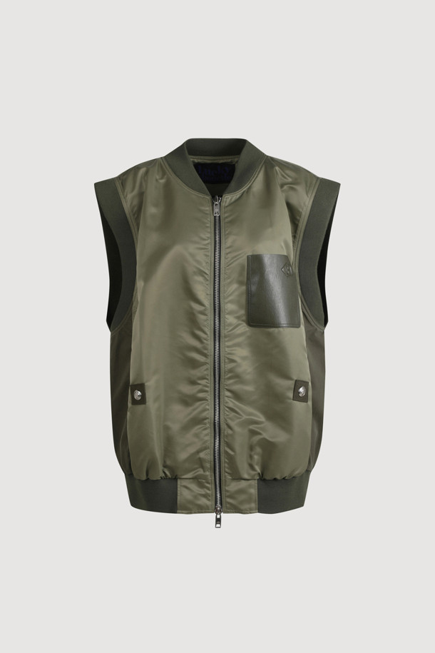 LUCKY CHOUETTE - 베스트 - Leather Pocket Sleeveless Vest (khaki)