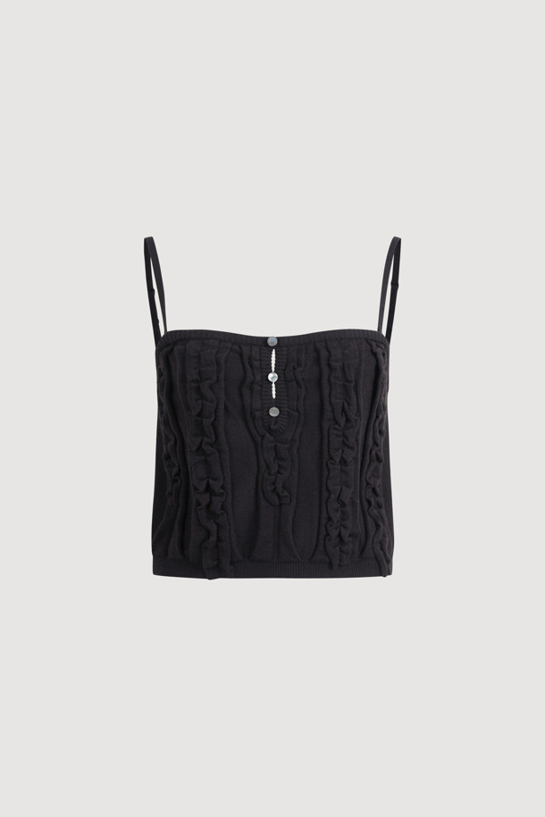 LUCKY CHOUETTE - 베스트 - Frill Detail Knit Vest (black)