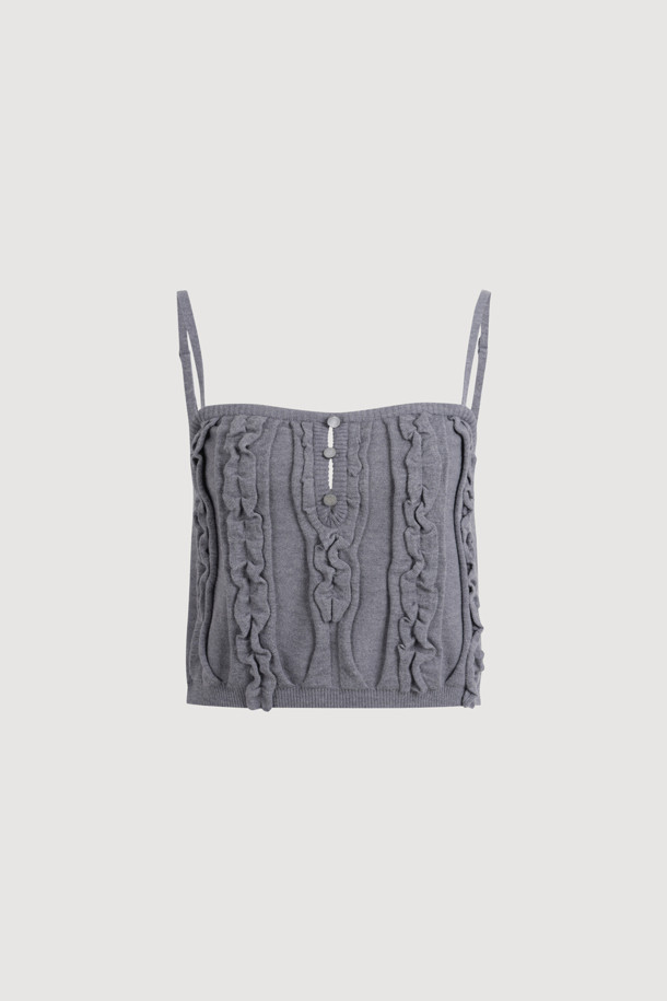 LUCKY CHOUETTE - 베스트 - Frill Detail Knit Vest (melange grey)