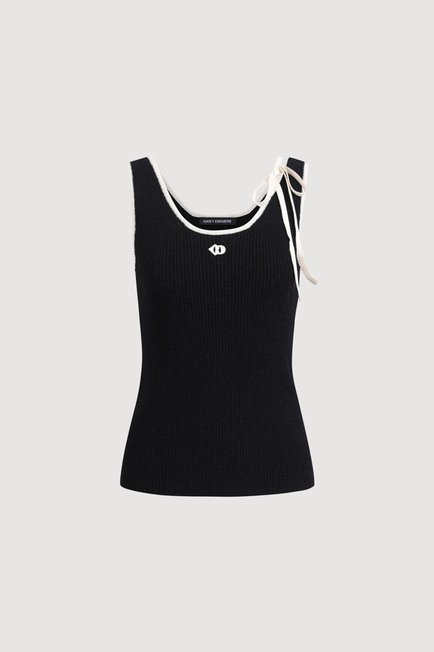 LUCKY CHOUETTE - 스웨터 - Color Line Sleeveless Pullover (black)