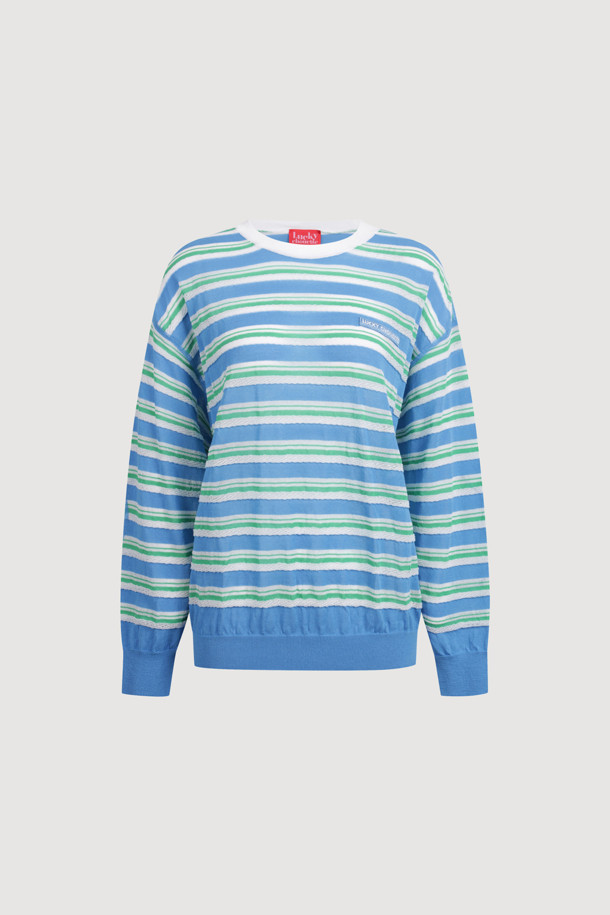 LUCKY CHOUETTE - 스웨터 - Color Stripe Knit Pullover (blue)