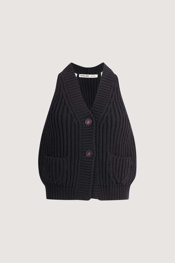 LUCKY CHOUETTE - 베스트 - [Atelier] 5GG Knit Vest (black)